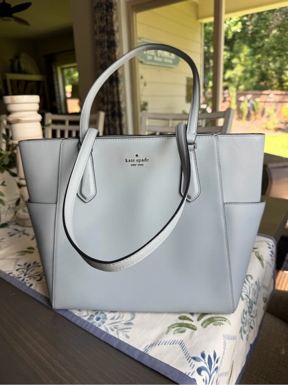 kate spade Pale Blue Leather Tote Shoulder Bag